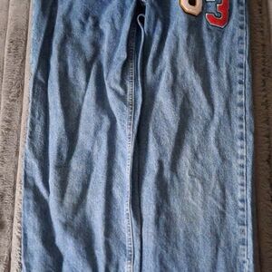 Wild Fable Blue Straight Leg Jeans with Embroidered Detail